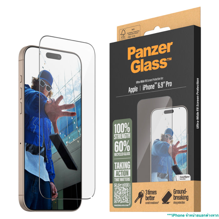 ฟิล์มกระจกกันรอย Panzerglass Ultra Wide Fit For iPhone 16 Pro Max