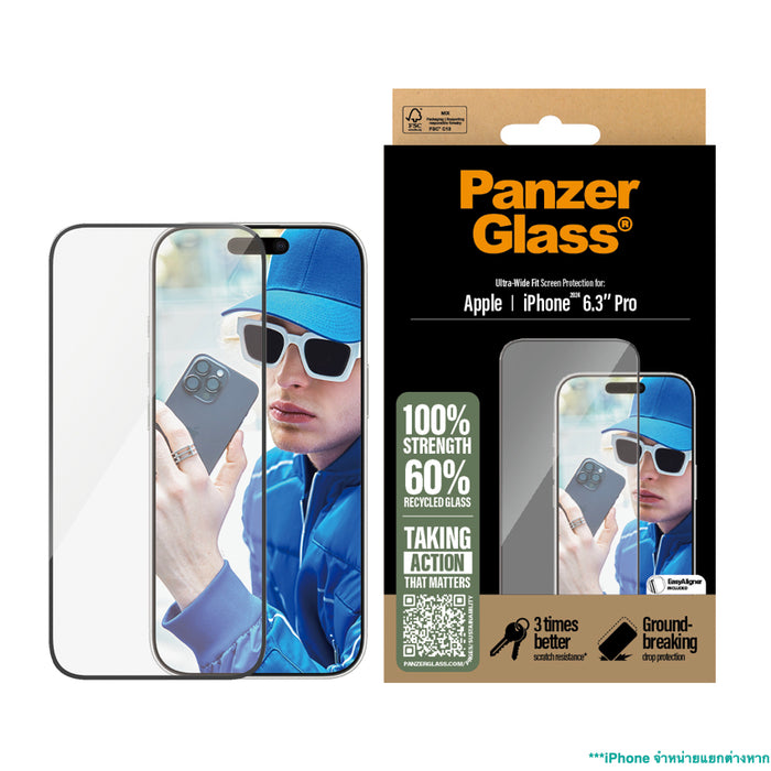 ฟิล์มกระจกกันรอย Panzerglass Ultra Wide Fit For iPhone 16 Pro