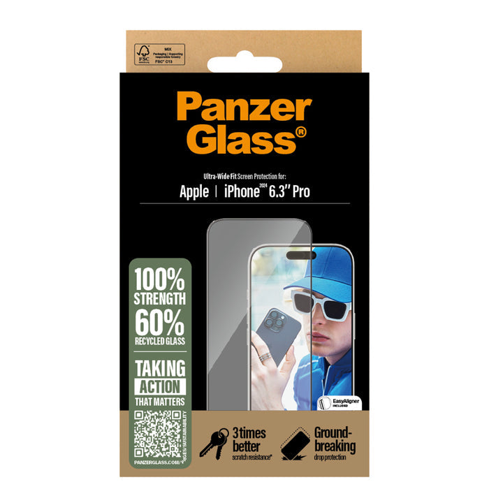 ฟิล์มกระจกกันรอย Panzerglass Ultra Wide Fit For iPhone 16 Pro