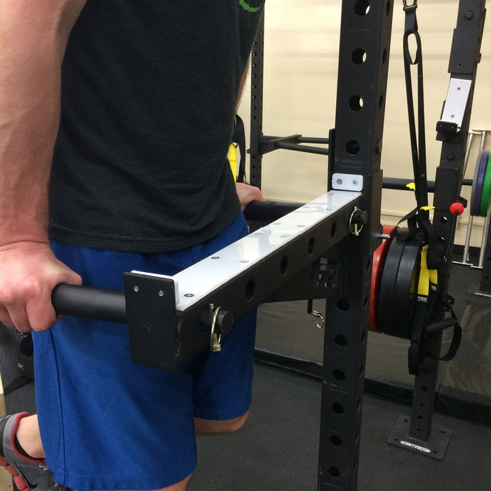 Peg Bars inserted into Builder Spotter Arms can be used as a dip station