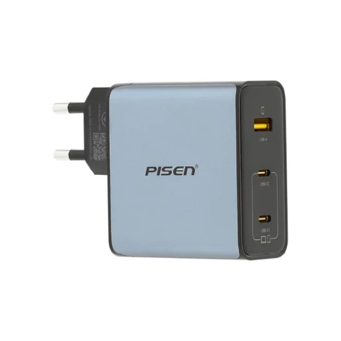 PISEN BOLT Lite 100W หัวชาร์จ GaN 3 พอร์ต ดีไซน์เล็ก ชาร์จโน้ตบุ๊กและมือถือพร้อมกัน จ่ายไฟนิ่งอัจฉริยะ มาพร้อมสายชาร์จในชุด