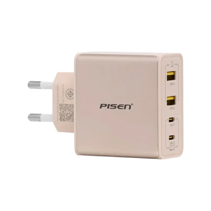 PISEN BOLT Lite 65W GaN Charger สีชมพู รองรับชาร์จเร็ว PPS พร้อม 2 USB-C และ 2 USB-A ชาร์จได้ 4 อุปกรณ์ ดีไซน์กะทัดรัด พกพาสะดวก