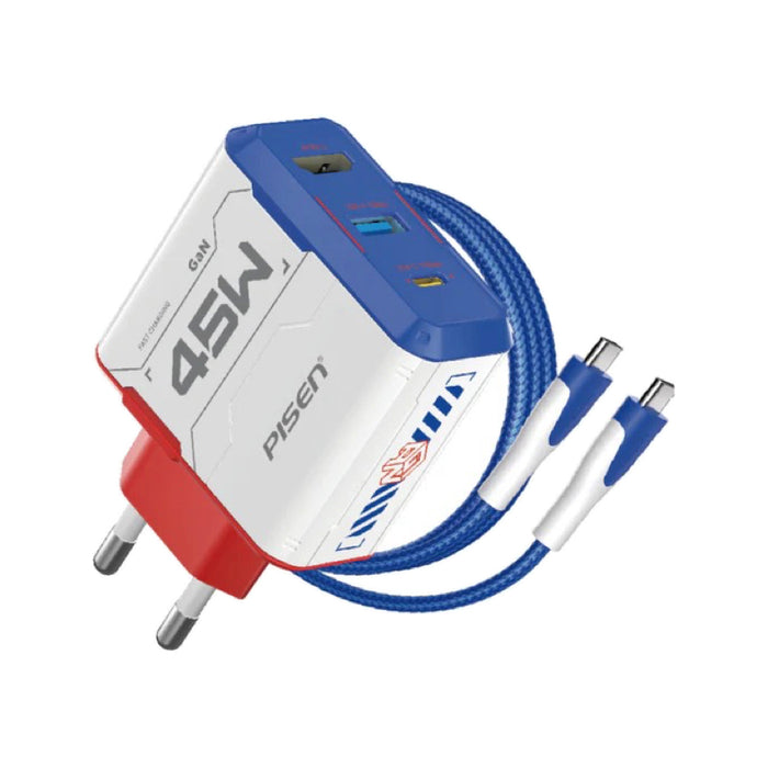PISEN Gamer Utility 45W GaNHub Fast Charger ชาร์จเร็วด้วยเทคโนโลยี GaN พอร์ต USB-C, USB-A และ HDMI รองรับ 4K@60Hz พกพาง่าย ปลอดภัยทุกการใช้งาน