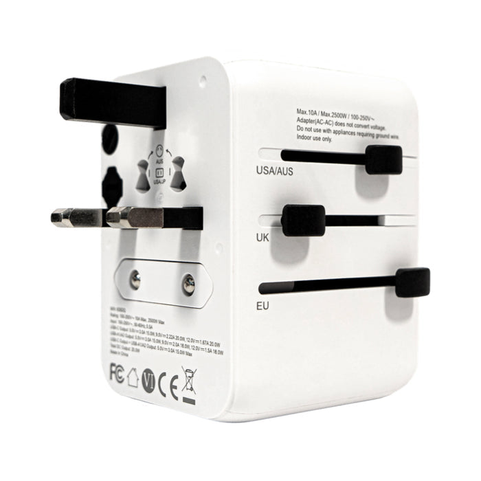 หัวชาร์จ PISEN Global Travel 20W 3-Port GaN - White
