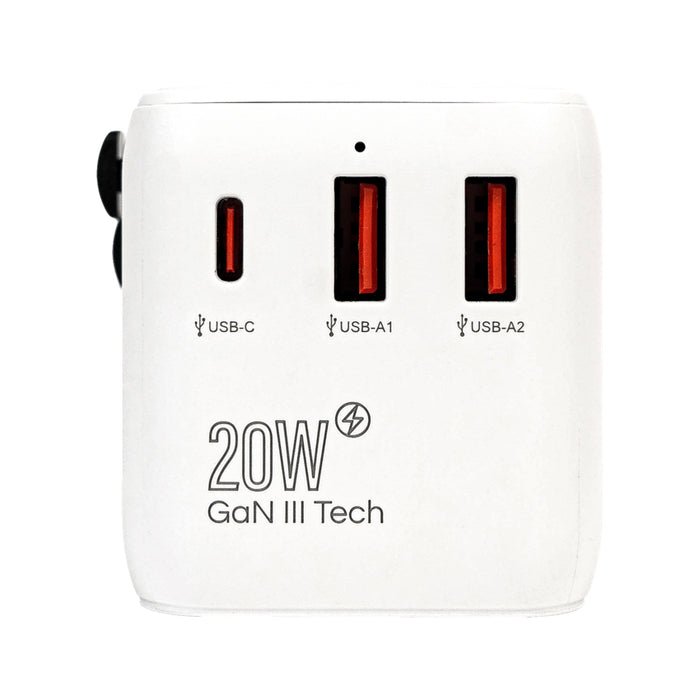 หัวชาร์จ PISEN Global Travel 20W 3-Port GaN - White