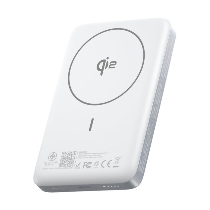 PISEN SleekVolt 20W Wireless Power Bank 10,000mAh – บอดี้โลหะเทาเรียบหรู