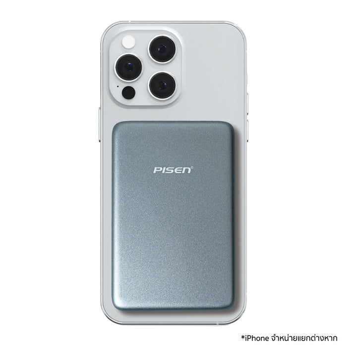 แบตสำรอง PISEN SleekVolt 10000 mAh / 20W – ชาร์จผ่านสาย USB-C และชาร์จแม่เหล็ก MagSafe (สีเทา)