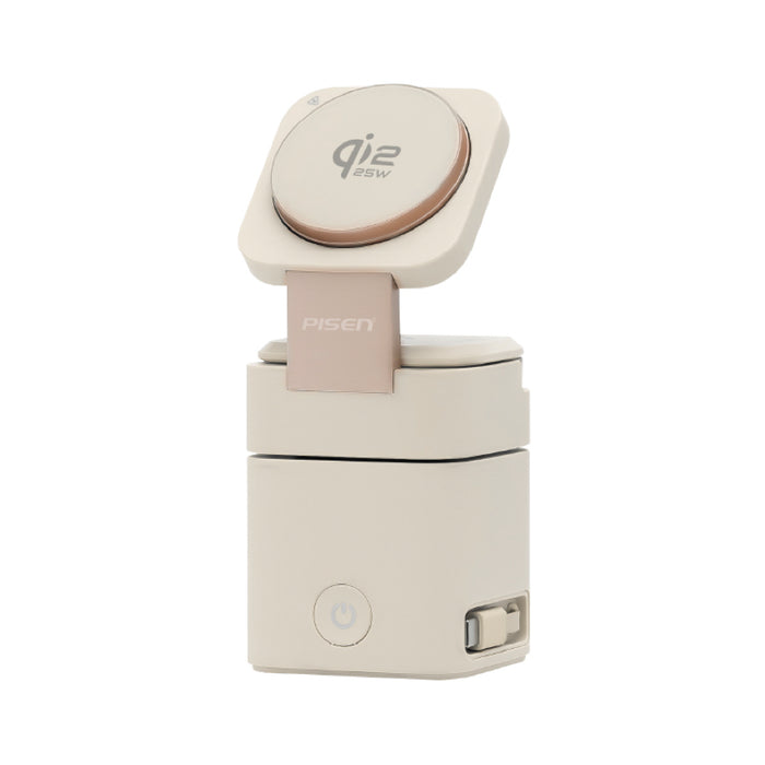 PISEN Ultra Desktop MagStation Changer 65W สีชมพู แท่นชาร์จไร้สาย 3 อุปกรณ์ พร้อม USB-C 65W ในตัว ชาร์จโน้ตบุ๊ก มือถือ หูฟัง และสมาร์ทวอทช์ได้สะดวก