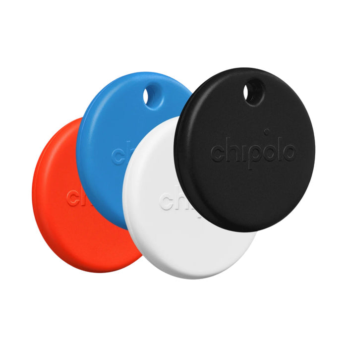 Chipolo POP 4 Pack สีดำ แดง ขาว น้ำเงิน ตัวช่วยติดตามของใช้สำคัญ ดีไซน์กะทัดรัด ใช้งานง่าย หาของไม่เจออีกต่อไป