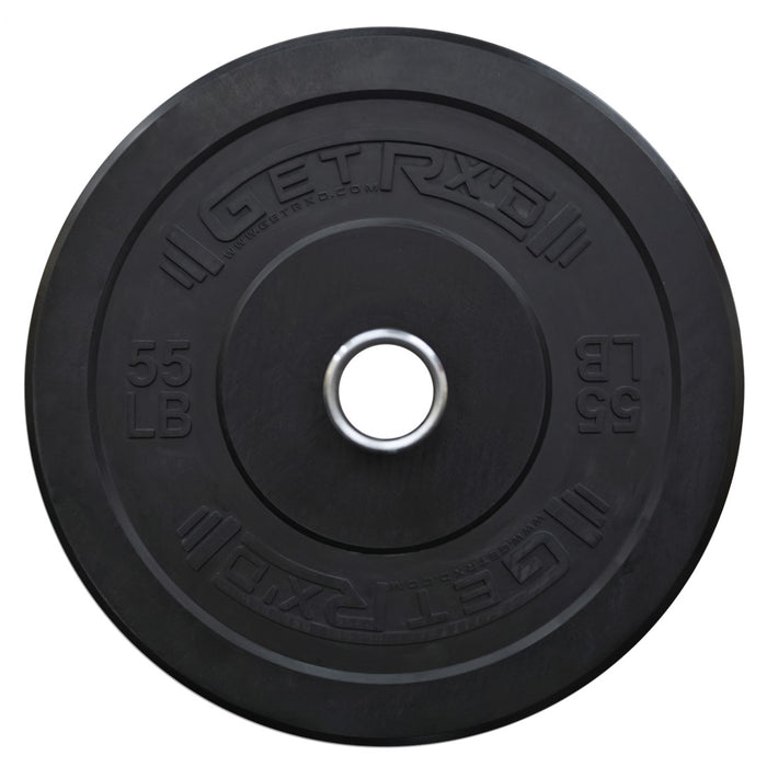 The Premium 55# Bumper Plate is as thin as 45# so you can fit more weight on a bar!