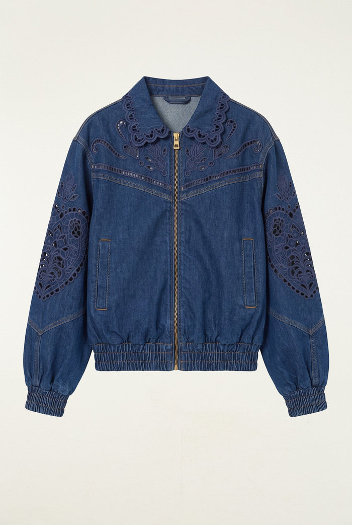 Richelieu Heart Full Zipper Denim Jacket