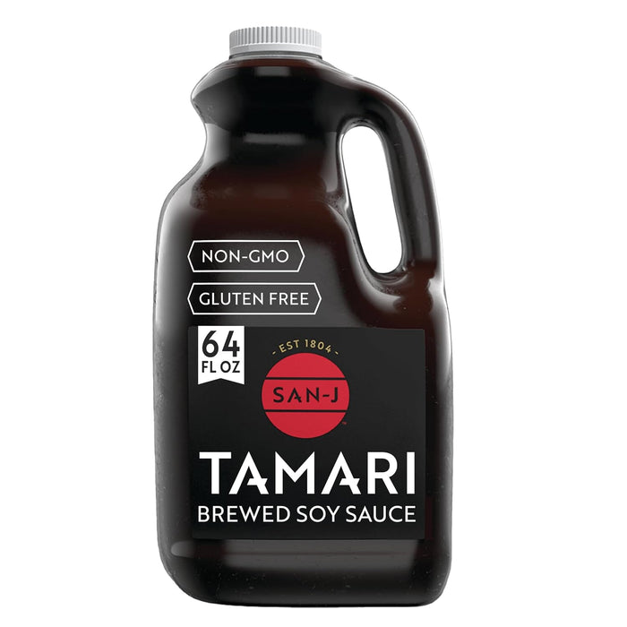 San-J Gluten Free Tamari Soy Sauce, 100% Soy, Bulk Family Size, 64 oz San-J