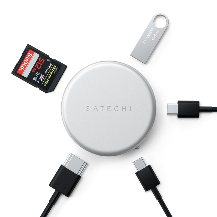Satechi OntheGo 5-in-1 Compact USB-C Multiport Adapter Silver