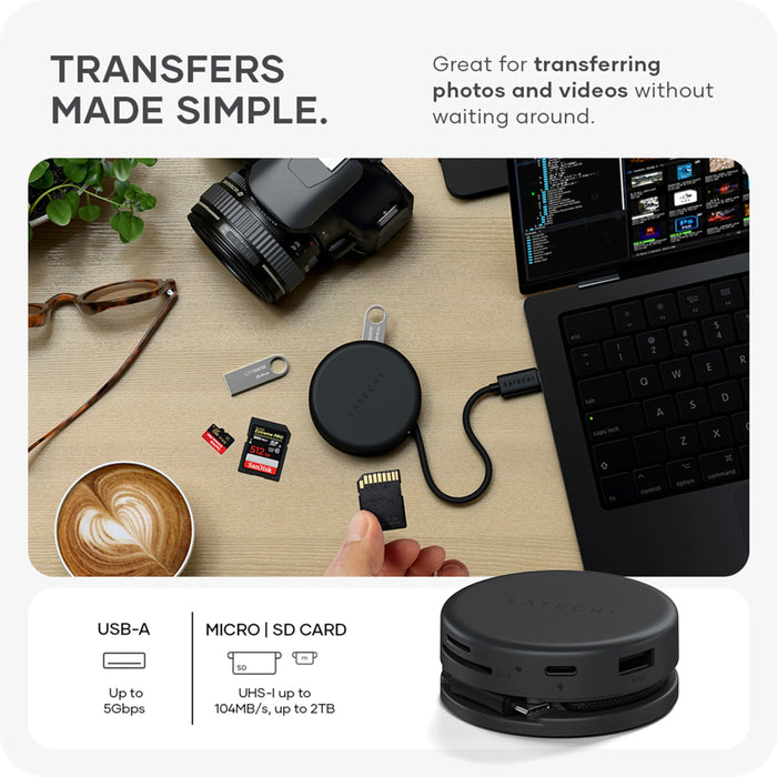 Satechi OntheGo 7-in-1 USB-C Adapter for Laptops Space Black