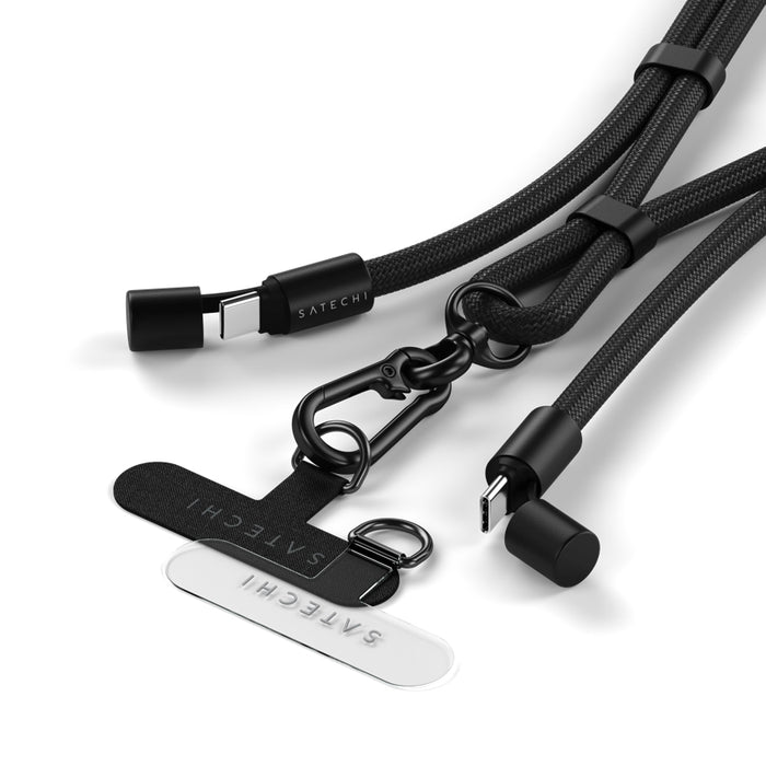 สายคล้องโทรศัพท์มือถือ OntheGo และ สาย USB-C สี Black ติดตั้งง่าย แบรนด์ SATECHI