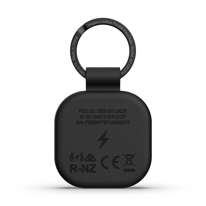 อุปกรณ์ติดตามสิ่งของ Vegan-Leather Findall Keychain สี Black รองรับการชาร์จไร้สาย แบรนด์ SATECHI