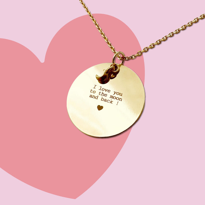 Sautoir Médaille - I Love you to the moon and back !