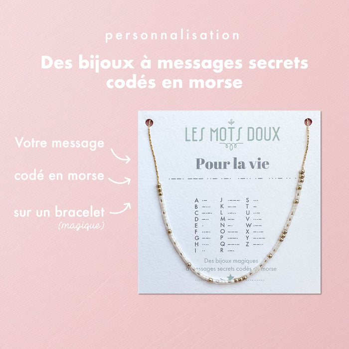 Sautoir plaqué or code morse personnalisé