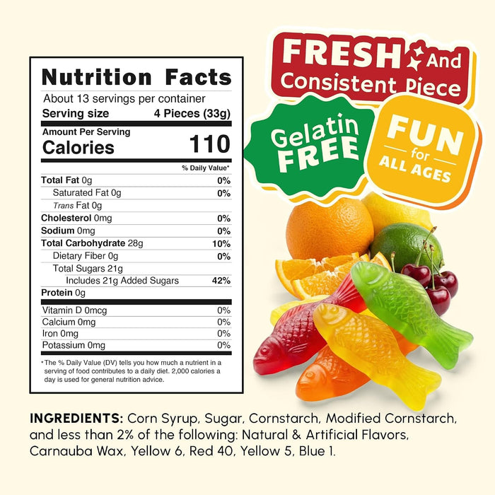 Snackathon Assorted Juju Fish Candy, Lime, Cherry, Orange & Lemon Flavors, 15 Ounce Snackathon