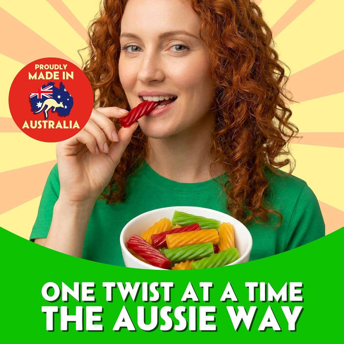 Snackathon Australian Licorice Candy, Natural Mixed Fruit Twists, Soft & Chewy Classic Gourmet Treat for Parties, Candy Bowls & Snacking, Made in Australia Snackathon Foods