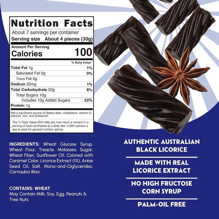 Snackathon Australian Licorice Candy, Natural Black Twists Snackathon
