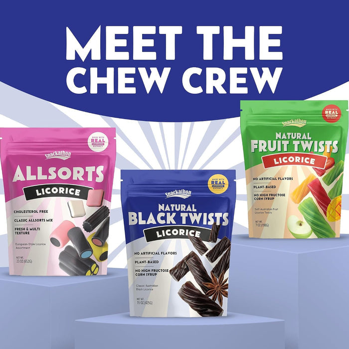 Snackathon Australian Licorice Candy, Natural Black Twists Snackathon