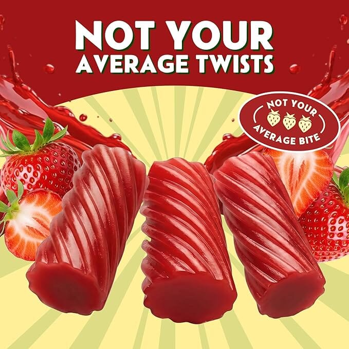Snackathon Australian Licorice Candy, Natural Strawberry Twists, Resealable Bag, Soft & Chewy Classic Gourmet Licorice for Parties, Snacking & Candy Bowls, Made in Australia Snackathon