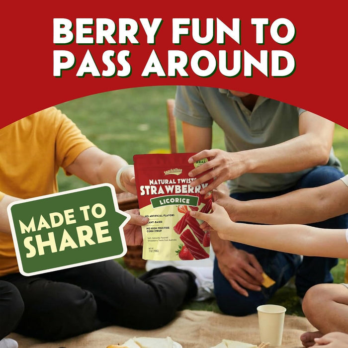Snackathon Australian Licorice Candy, Natural Strawberry Twists, Resealable Bag, Soft & Chewy Classic Gourmet Licorice for Parties, Snacking & Candy Bowls, Made in Australia Snackathon