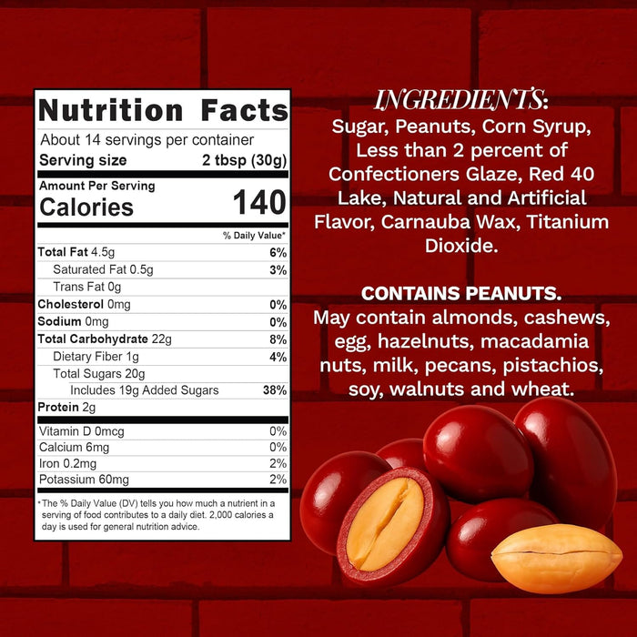 Snackathon Boston Baked Beans Candy, 15 oz – Classic Sweet & Crunchy Red Candy Coated Peanuts in Resealable Bag, Nostalgic Retro Movie Theater Snack, Made in USA Snackathon