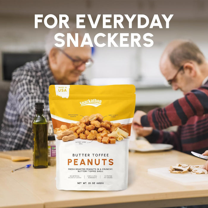 Snackathon Butter Toffee Peanuts, Sweet & Salty Gourmet Candied Nuts Snackathon