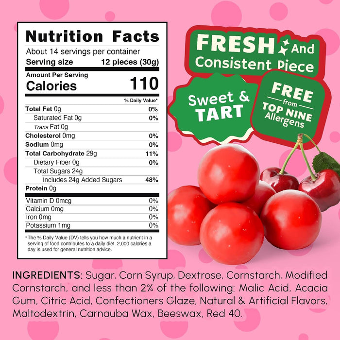 Snackathon Cherry Sours Candy, Bulk Old Fashioned Chewy Sour Cherry Balls, Retro Sweet & Tart Red Jelly Candy, Resealable Snack Bag Snackathon