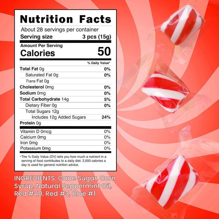 Snackathon Classic Red & White Peppermint Twists Hard Candy, 1 Pound Snackathon