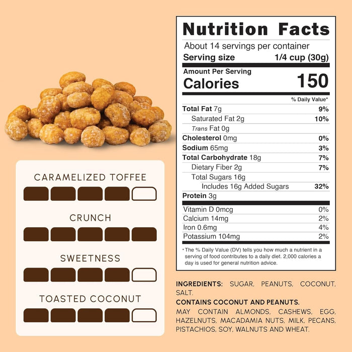 Snackathon Coconut Toffee Peanuts,Resealable Bag Snackathon