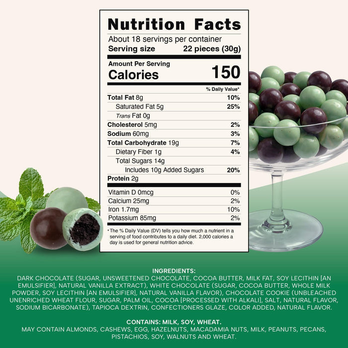 Snackathon Crisp Choco Mint Cookie Bites, Mint White and Dark Chocolate Covered Cookie Bite Snackathon Foods