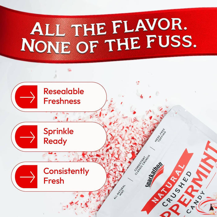 Snackathon Crushed Peppermint Candy Pieces, Natural Red & White Mint Bits, 19 Ounce Snackathon
