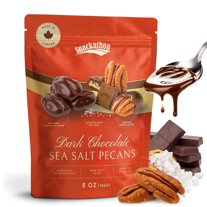 Snackathon Dark Chocolate Covered Pecans with Sea Salt Snackathon Dark Chocolate Sea Salt 5 Ounce