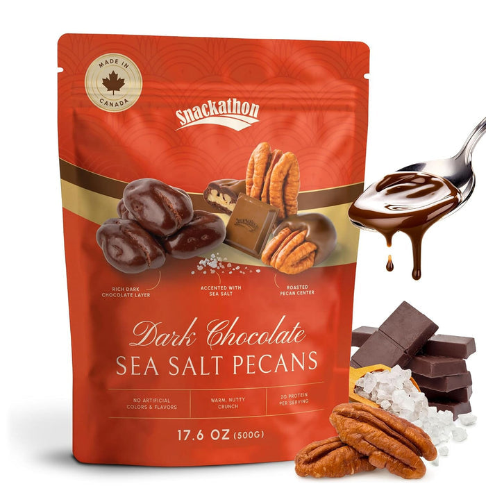 Snackathon Dark Chocolate Covered Pecans with Sea Salt Snackathon Dark Chocolate Sea Salt 17.6 Ounce