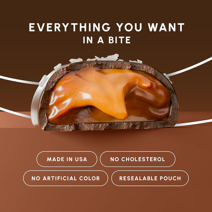 Snackathon Dark Chocolate Sea Salt Caramels, Rich Chocolate Covered Gourmet Candy Snackathon