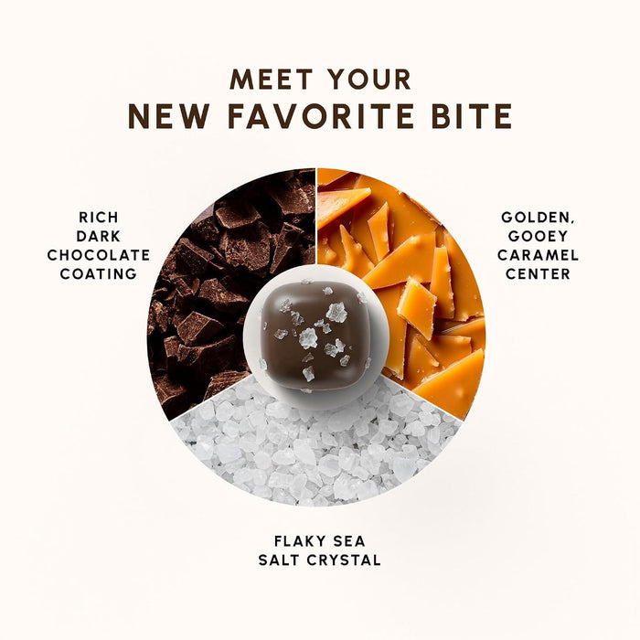 Snackathon Dark Chocolate Sea Salt Caramels, Rich Chocolate Covered Gourmet Candy Snackathon