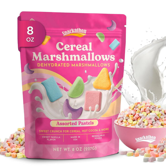 Snackathon Dehydrated Cereal Marshmallows, Assorted Rainbow Mini Bitss Snackathon 8 Ounce