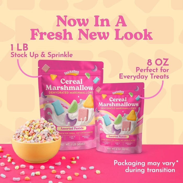 Snackathon Dehydrated Cereal Marshmallows, Assorted Rainbow Mini Bitss Snackathon