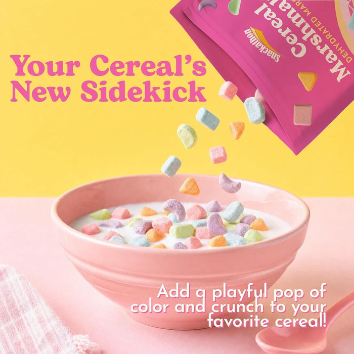 Snackathon Dehydrated Cereal Marshmallows, Assorted Rainbow Mini Bitss Snackathon