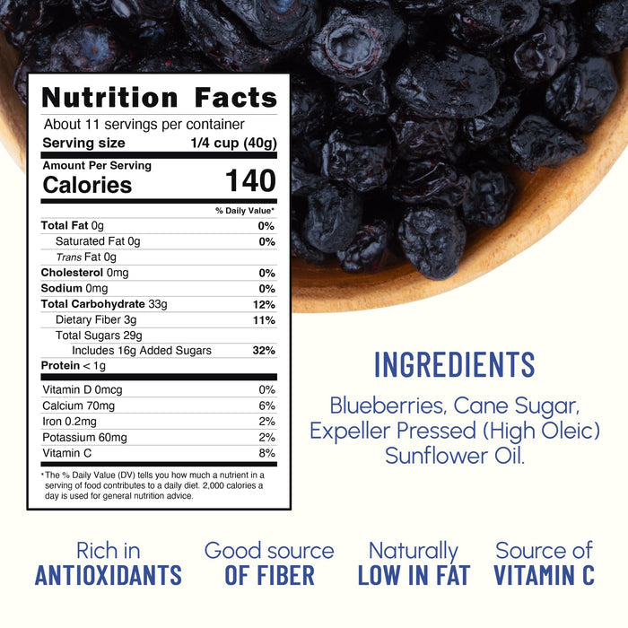 Snackathon Dried Blueberries, Lightly Sweetened, Soft & Plump Whole Berries, US-Grown, Gluten-Free, Non-GMO, No Sulfites, Dried Fruit for Snacking, Baking & Toppings Snackathon