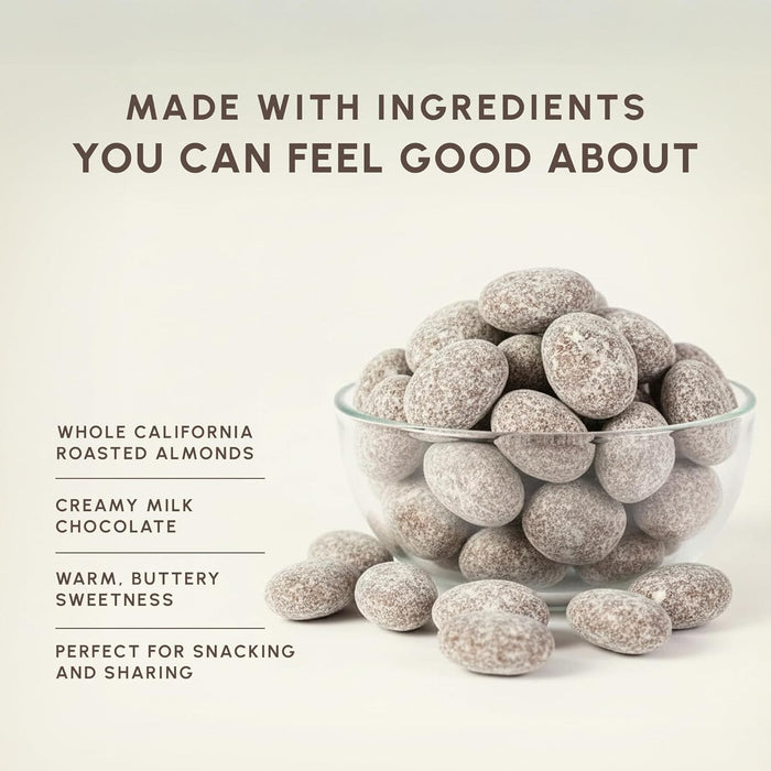 Snackathon Dusted Toffee Milk Chocolate Covered Almonds, 17.6 oz Resealable Bag Snackathon Foods