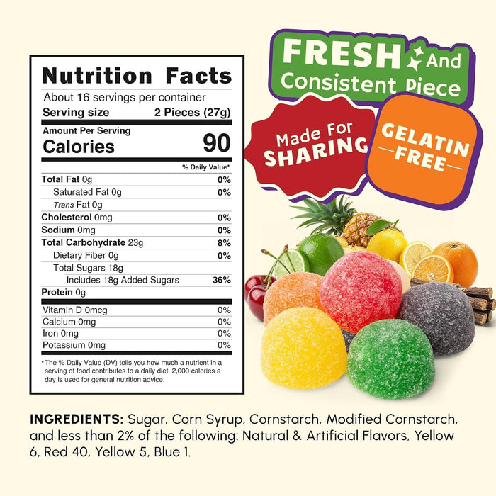 Snackathon Giant Gum Drops Candy, Jumbo Soft & Chewy Jelly Gumdrops Snackathon