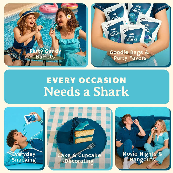 Snackathon Gummy Sharks Candy, Soft & Chewy Blue Raspberry Gummies Snackathon