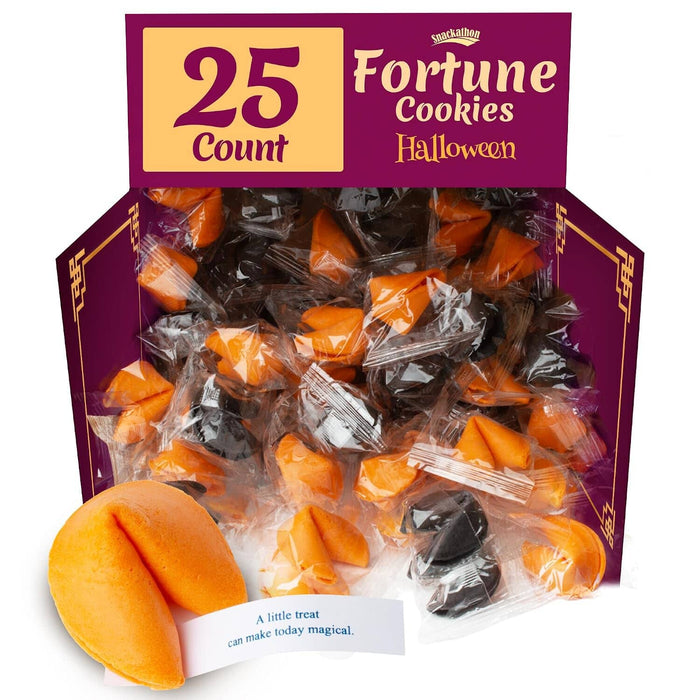 Snackathon Halloween Fortune Cookies, Individually Wrapped | Orange & Black Chinese Fortune Cookies, Sweet Vanilla Flavor, Halloween Party Ready, Fun for Trick-or-Treating & Fall Events Snackathon