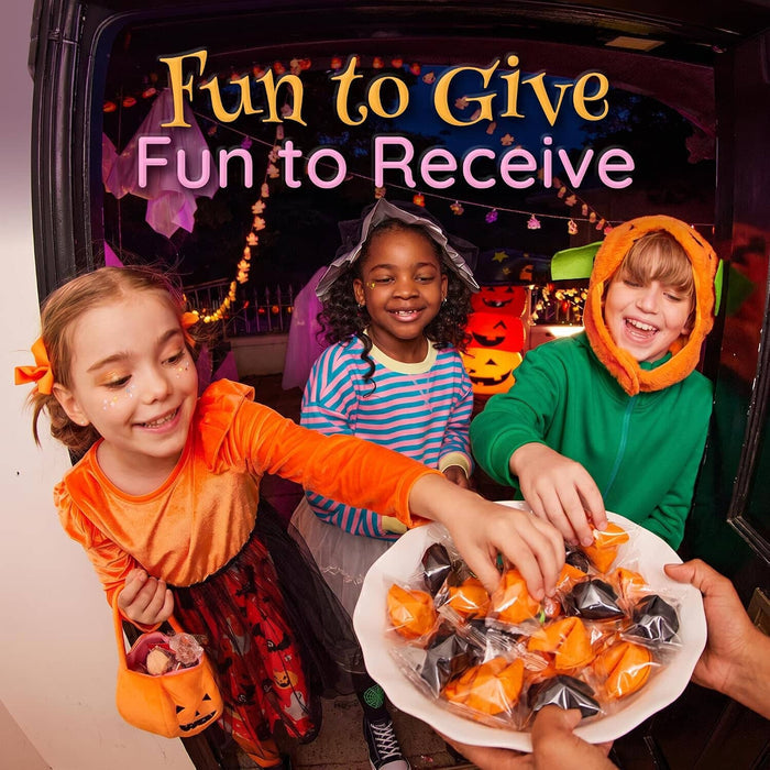 Snackathon Halloween Fortune Cookies, Individually Wrapped | Orange & Black Chinese Fortune Cookies, Sweet Vanilla Flavor, Halloween Party Ready, Fun for Trick-or-Treating & Fall Events Snackathon