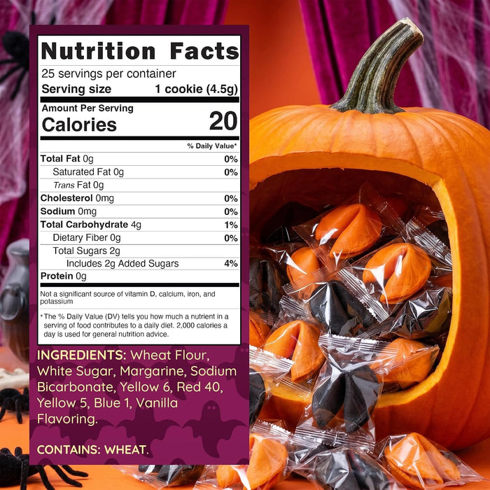 Snackathon Halloween Fortune Cookies, Individually Wrapped | Orange & Black Chinese Fortune Cookies, Sweet Vanilla Flavor, Halloween Party Ready, Fun for Trick-or-Treating & Fall Events Snackathon