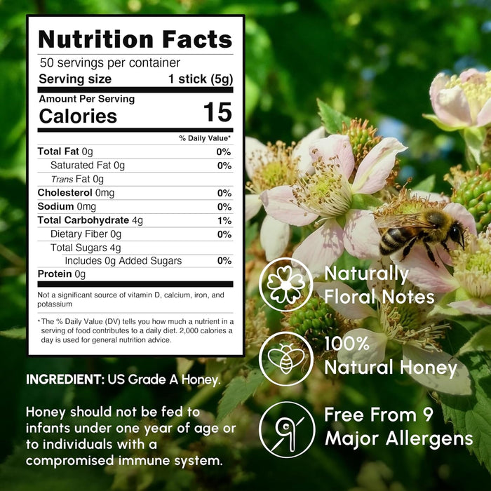 Snackathon Honey Sticks, Blackberry Blossom Pure Honey, Made in USA Snackathon